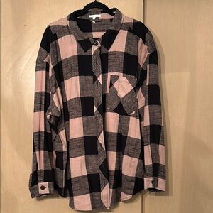 Maurice’s Pink and Black Plaid Button-Up Shirt